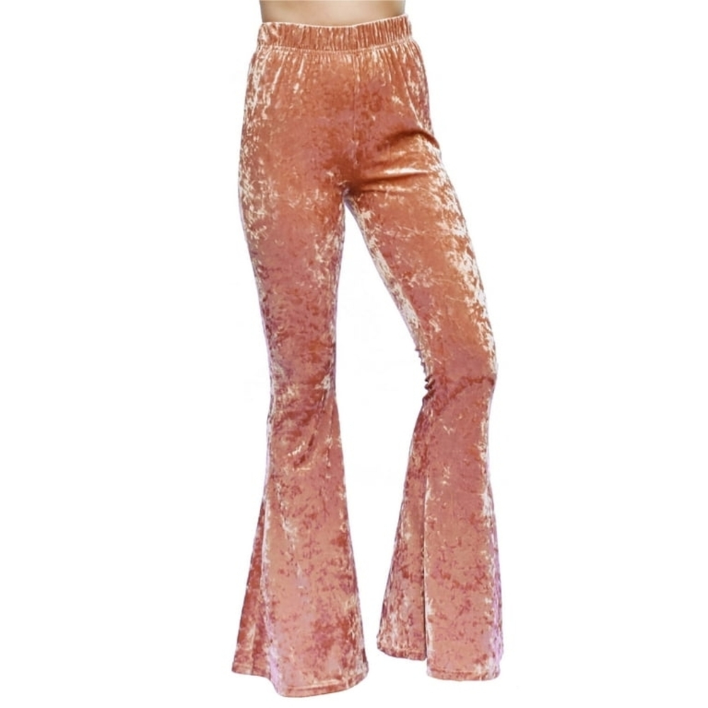 Chic Velvet Flare Pants in Pink